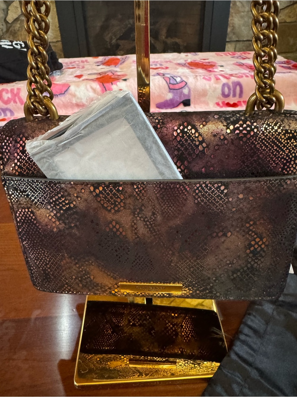 Kurt Geiger London small Shoreditch - NWT Iridescent Snake Leather Leather-Lined - Picture 7 of 12